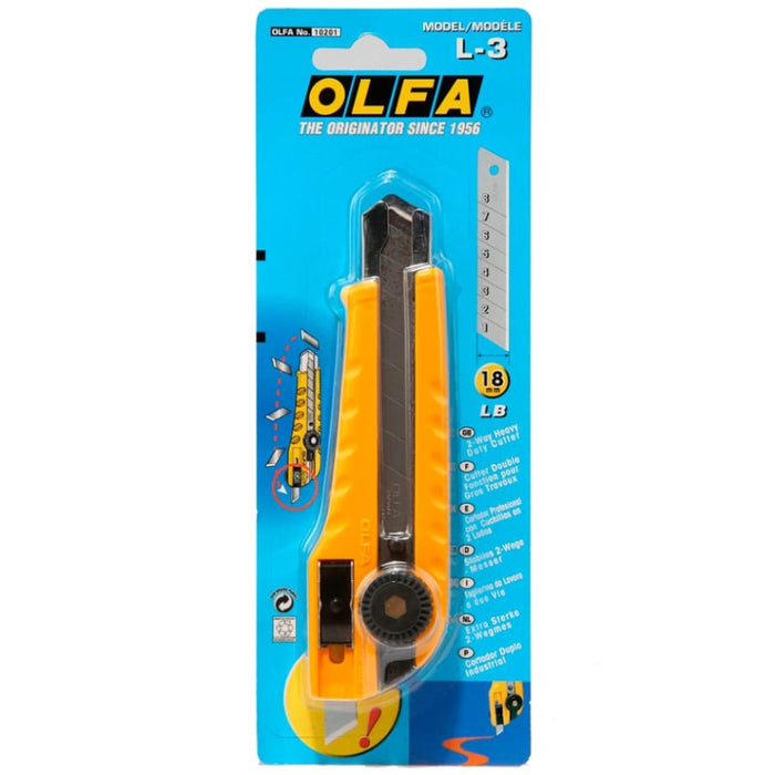Cutter de uso rudo con navaja Exacta de 18mm - "OLFA L-3"