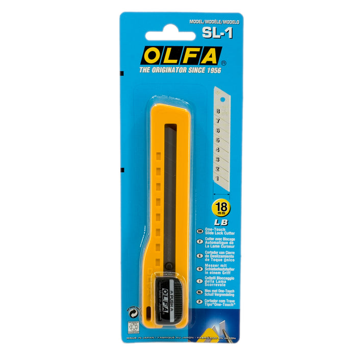 Cutter con mecanismo deslizable de bloqueo de 18mm - "OLFA SL-1"